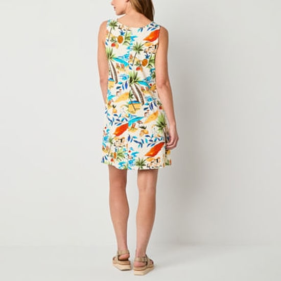 St. John's Bay Womens Sleeveless Floral Midi Swing Dresses