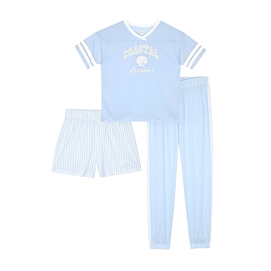 Sleep On It Little & Big Kid Girls V-Neck Short Sleeve 3-pc. Pajama Set