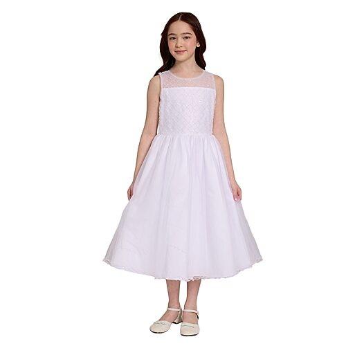 Bonnie Jean Little & Big Kid Girls Sleeveless Flower Girl Fit + Flare Dress, 7, White