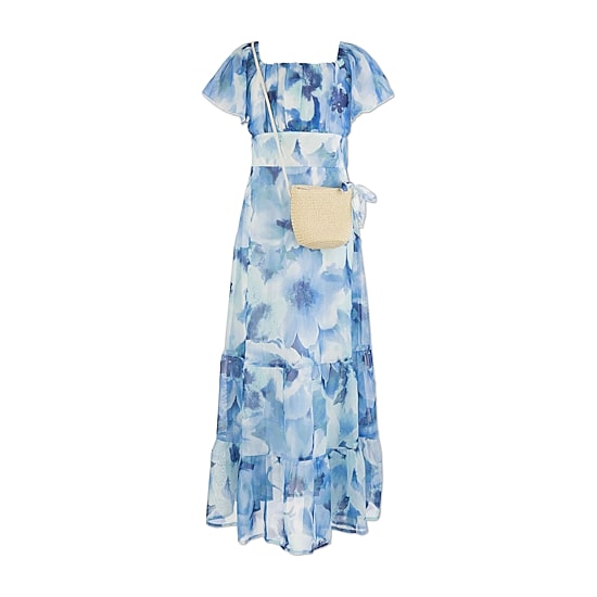 Speechless Big Kid Girls Short Sleeve Flutter Floral Maxi Dress