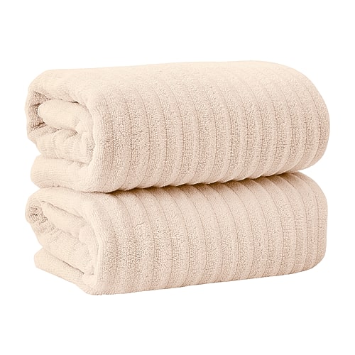 Linery Solid Cotton Ribbed Textured 2-pc. Bath Sheet In Pink