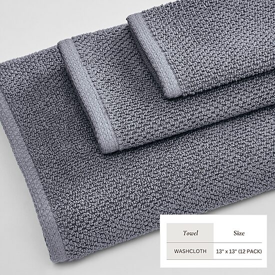 Linery Solid Cotton Textured Quick Dry Washcloth