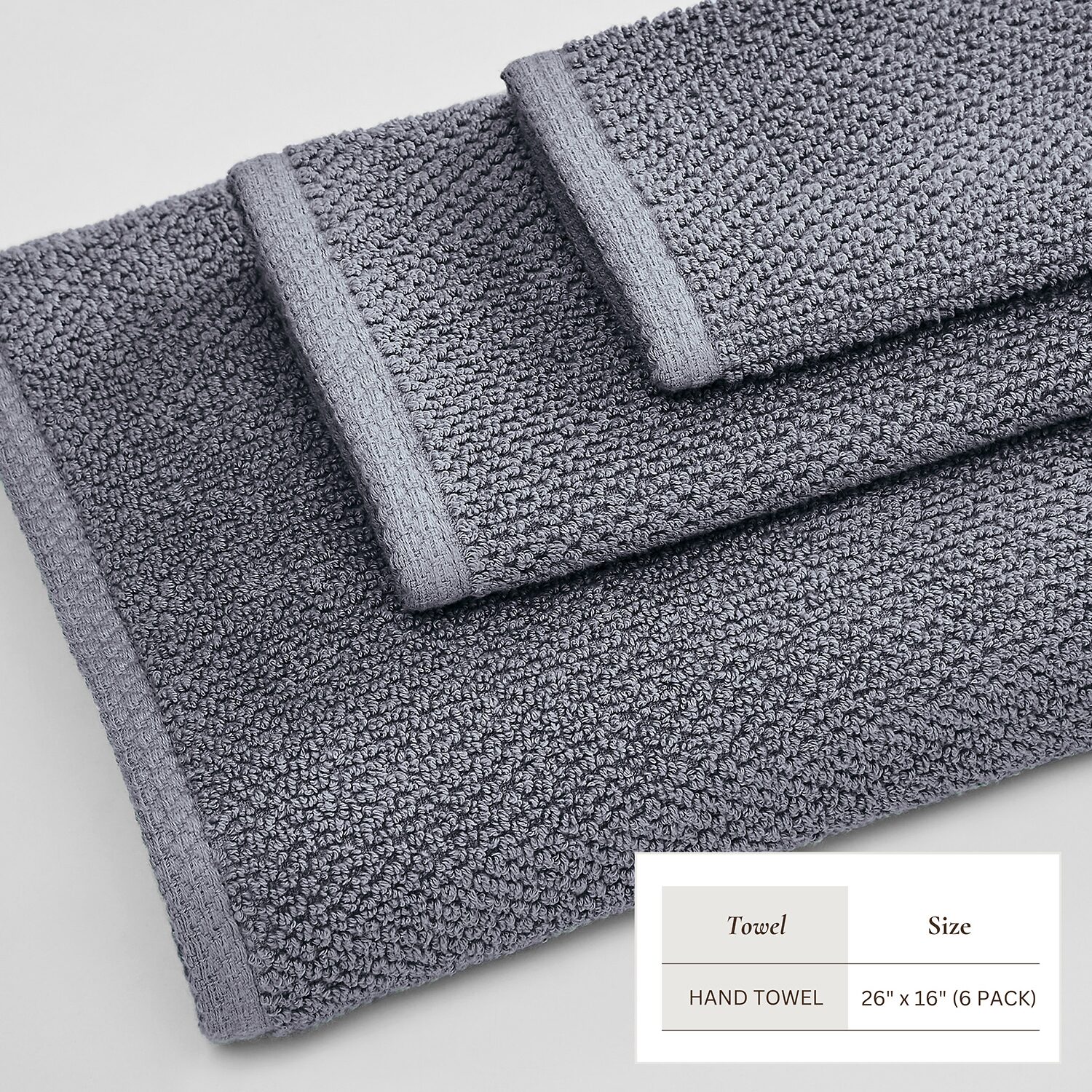 Linery Cotton Quick-Dry Loop Textured 6 Pc Hand Towels