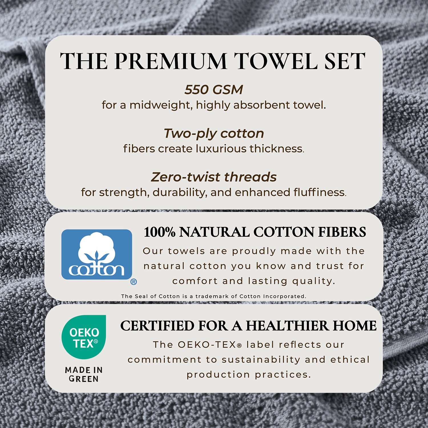 Linery Cotton Quick-Dry Loop Textured 6 Pc Hand Towels