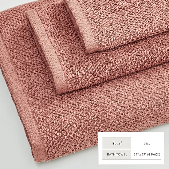 Linery Cotton Quick-Dry Loop Textured 4 Pc Bath Towels