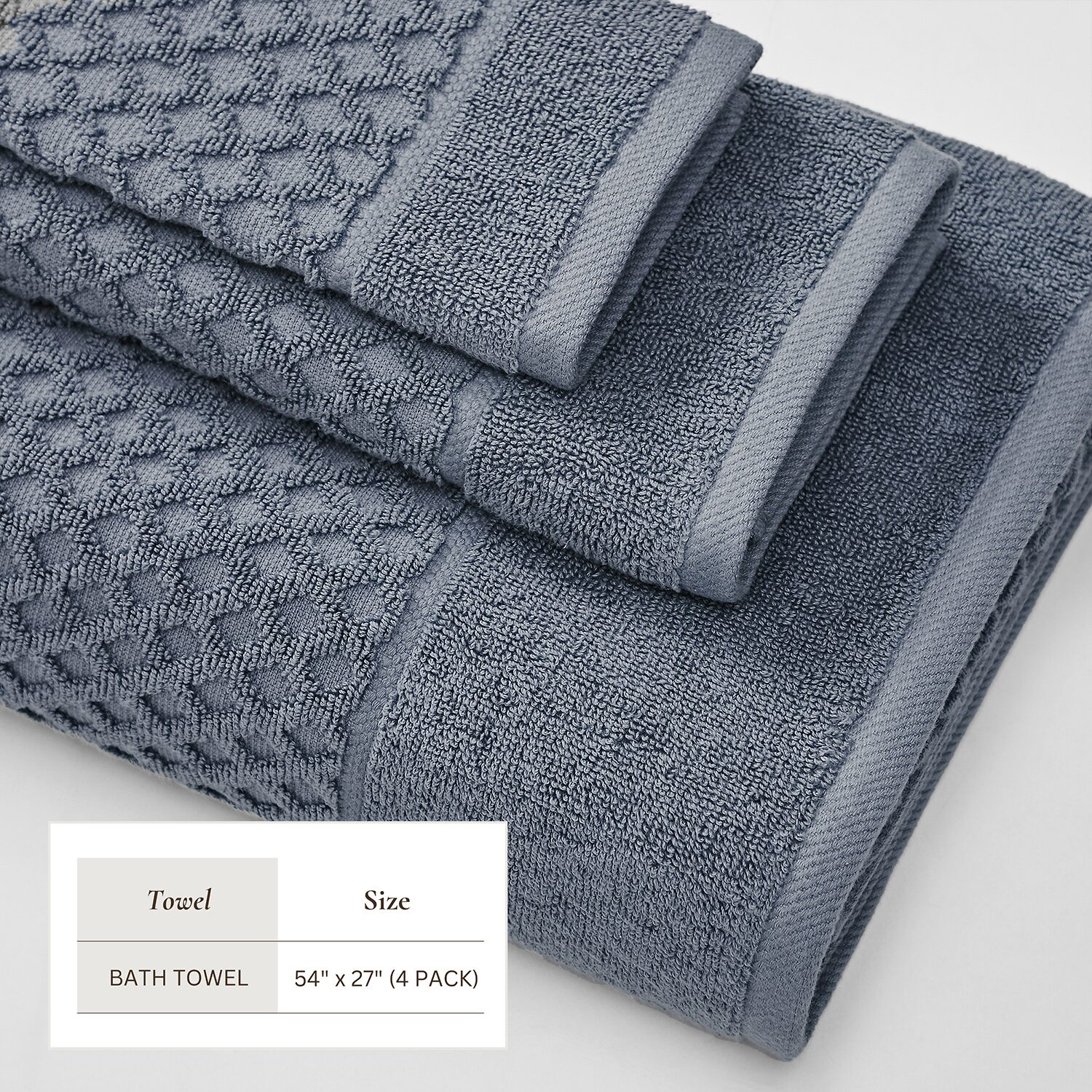 Linery Cotton Quick-Dry Textured 4 Pc Bath Towels