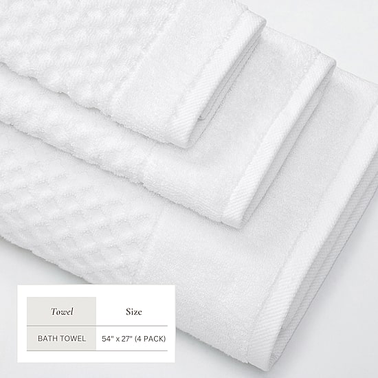 Linery Cotton Quick-Dry Textured 4 Pc Bath Towels