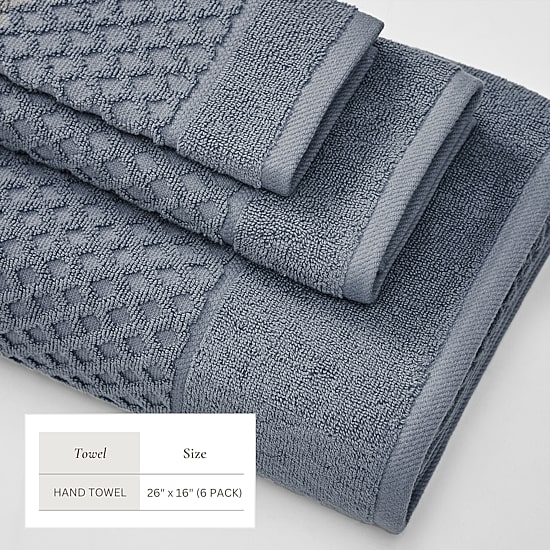 Linery Cotton Quick-Dry Textured 6 Pc Hand Towels