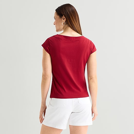 Liz Claiborne Womens Boat Neck Short Sleeve T-Shirt