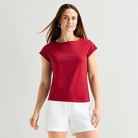 a.n.a Side Cinch Womens Crew Neck Short Sleeve T-Shirt - JCPenney