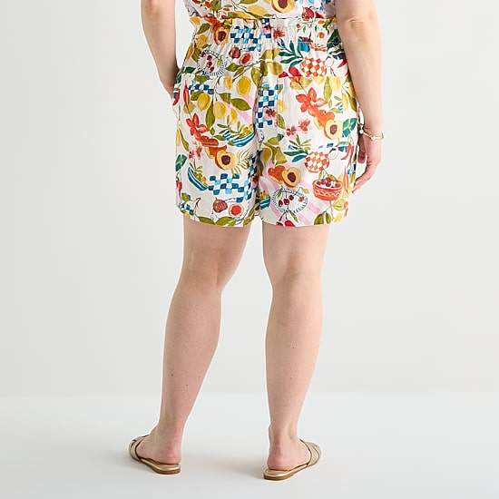 St. John's Bay Womens High Rise Plus Pull-On Short