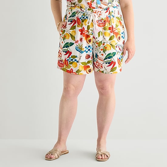 St. John's Bay Womens High Rise Plus Pull-On Short