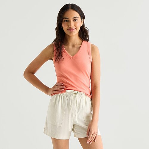 A.N.A Womens V Neck Sleeveless Tank Top, X-large, Pink