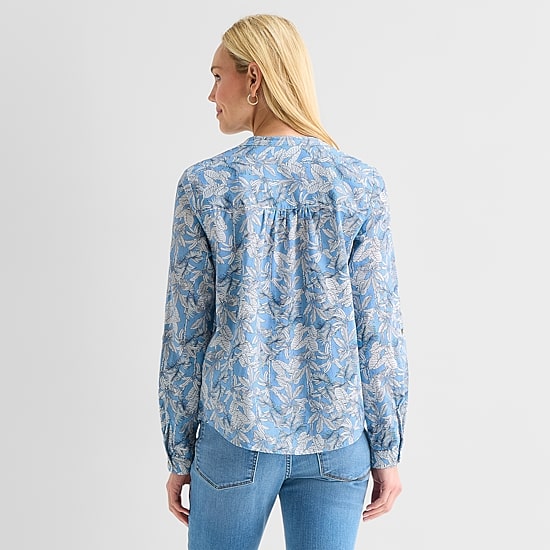 St. John's Bay Womens V Neck Long Sleeve Blouse