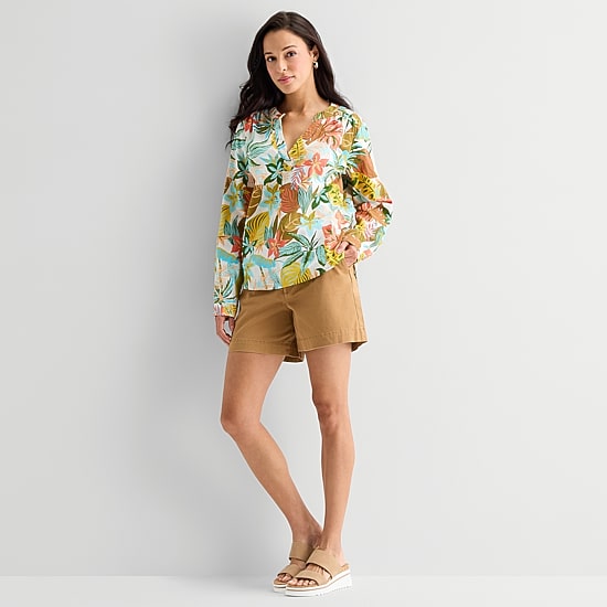 St. John's Bay Womens V Neck Long Sleeve Blouse