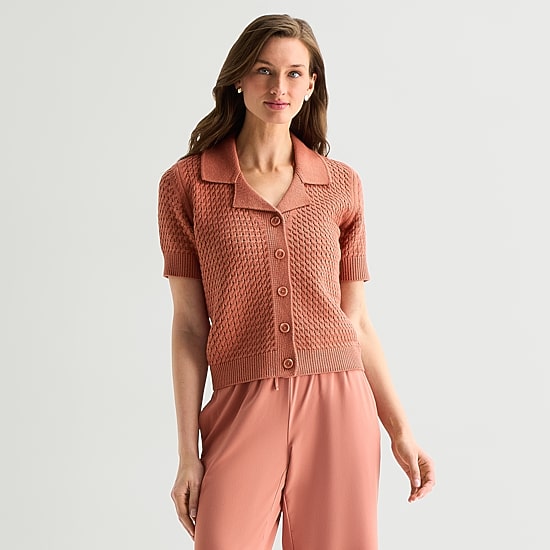 Stylus Womens Short Sleeve Polo Sweater