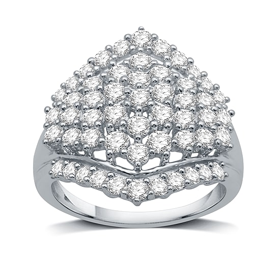 Womens 1 1/2 CT. T.W. Natural White Diamond 10K Gold Cluster Cocktail Ring