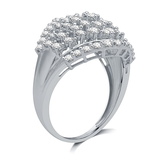 Womens 1 1/2 CT. T.W. Natural White Diamond 10K Gold Cluster Cocktail Ring