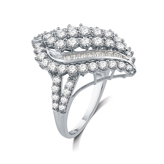 Womens 3 CT. T.W. Natural White Diamond 10K Gold Cluster Cocktail Ring
