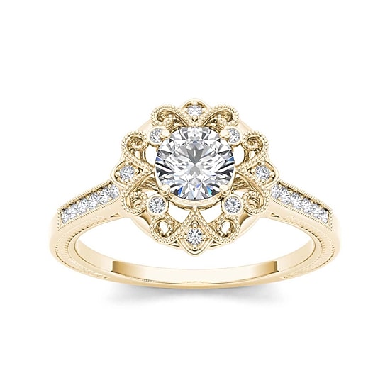 1/2 CT.T.W. Natural Diamond 14K Yellow Gold Engagement Ring