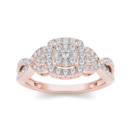1/2 CT.T.W. Natural Diamond 10K Rose Gold Engagement Ring