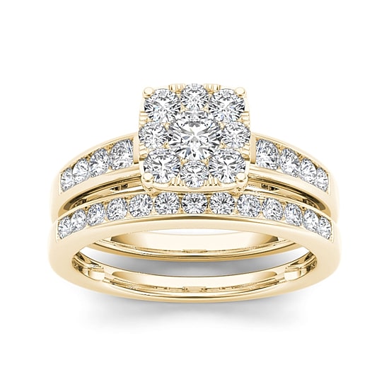 1 CT.T.W. Natural Diamond 10K Yellow Gold Bridal Ring Set