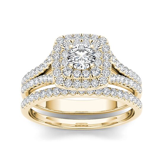 1 CT.T.W. Natural Diamond 10K Yellow Gold Bridal Ring Set