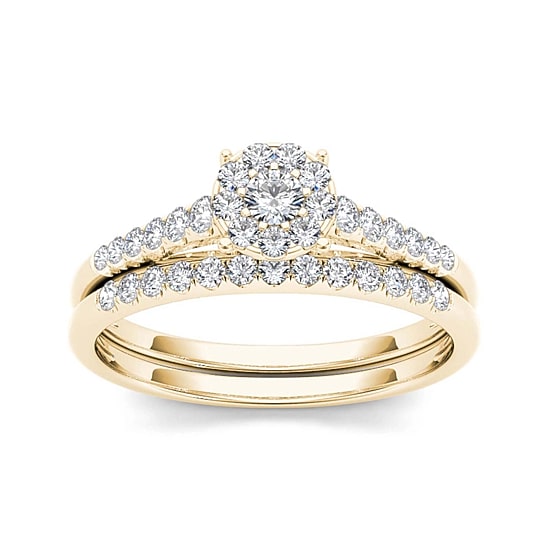 1/2 CT.T.W. Natural Diamond 10K Yellow Gold Bridal Ring Set