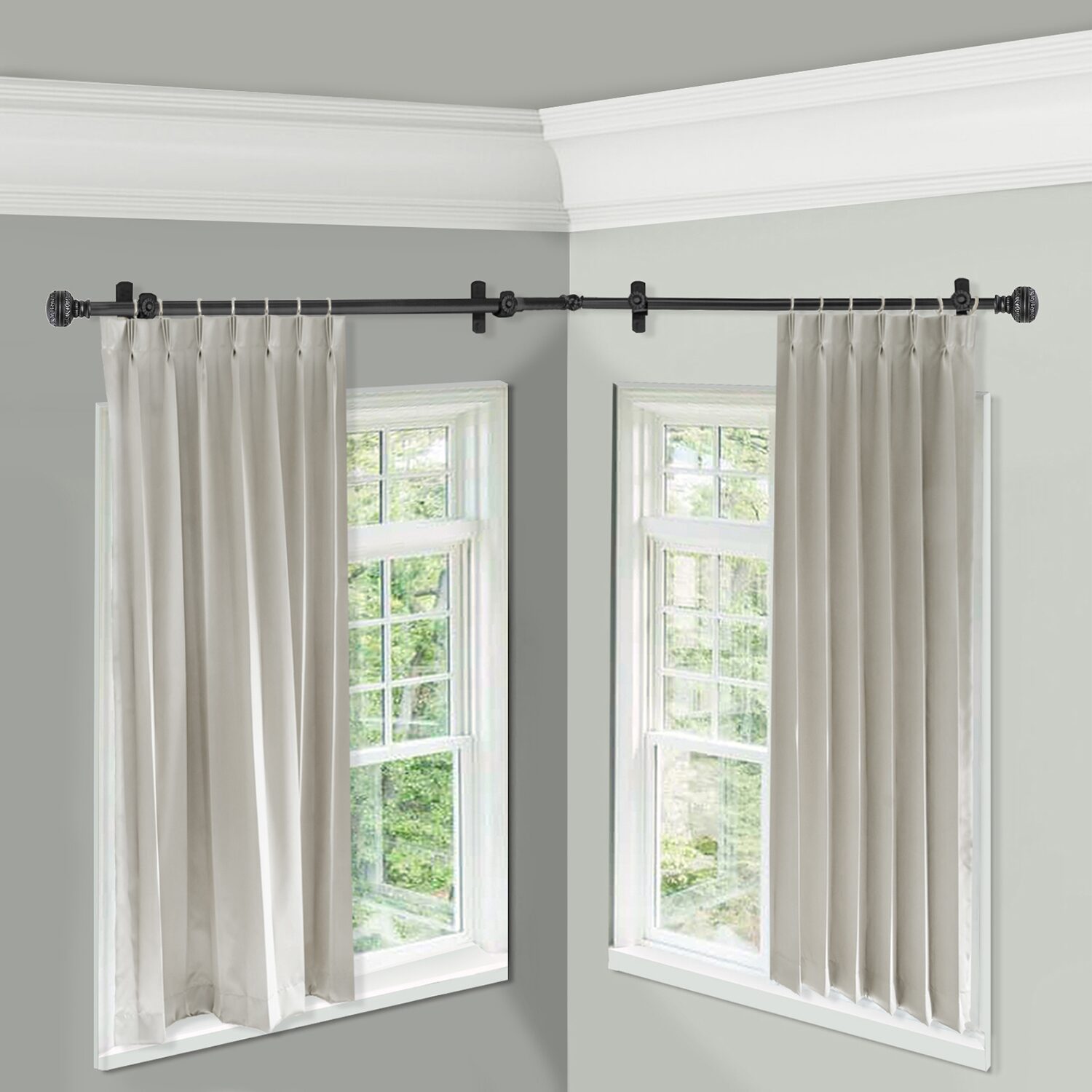 Rod Desyne Ornament Corner Window 3/4 Adjustable Curtain