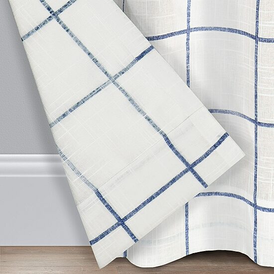 Fieldcrest Arden Windowpane Cotton Grommet Top Sheer Single Curtain Panel