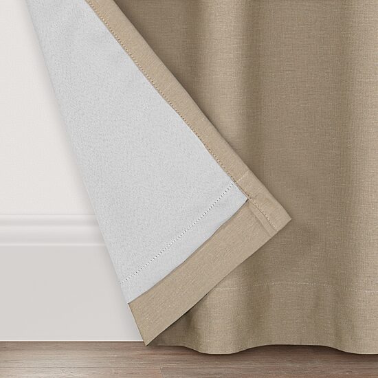 Fieldcrest Devin Solid Cotton Chambray Grommet Top Energy Saving 100% Blackout Single Curtain Panel