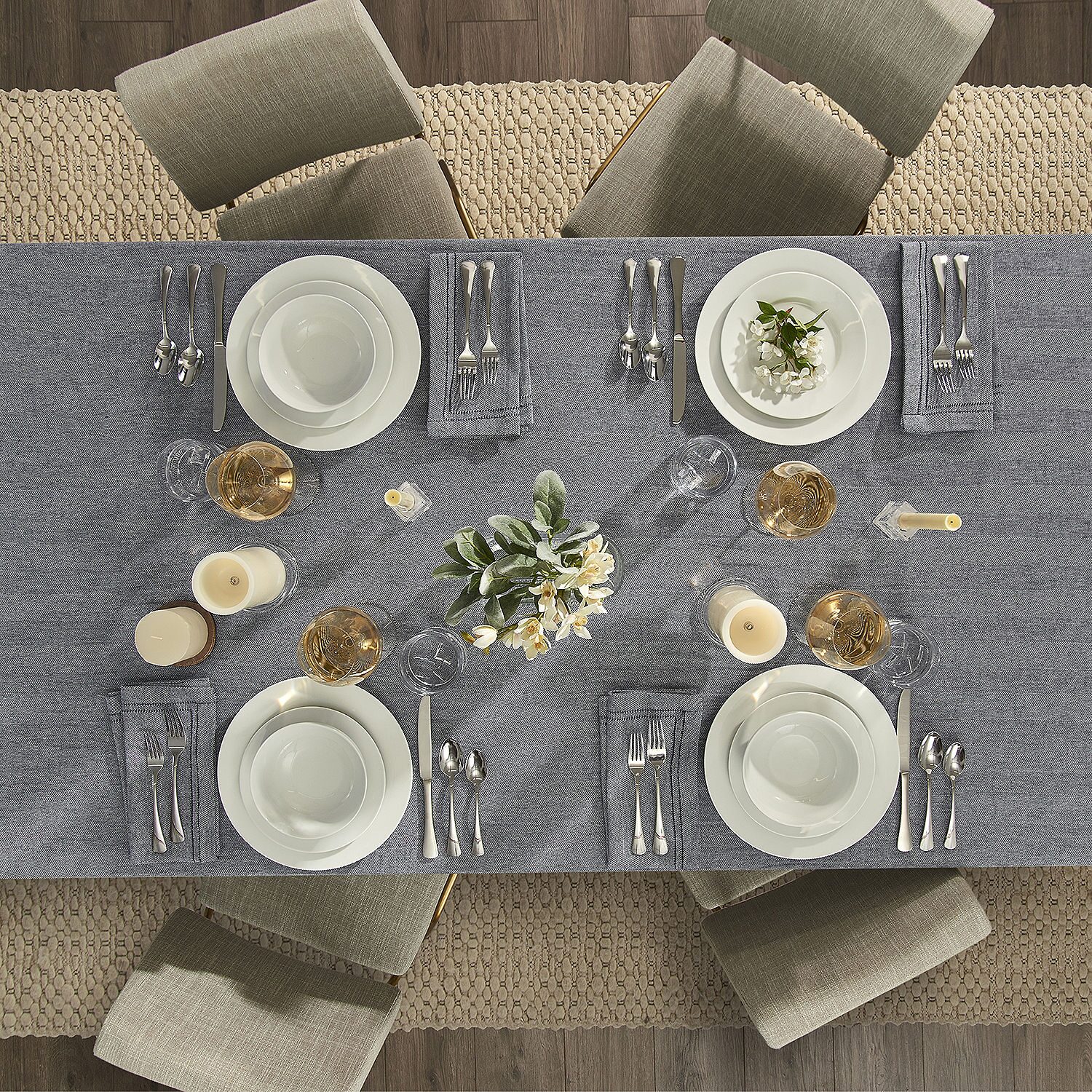 Fieldcrest Luxury Cotton-Linen Herringbone 4-pc. Napkins
