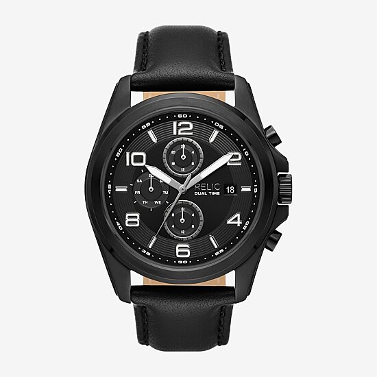 Relic By Fossil Mens Black Strap Watch Zr16031