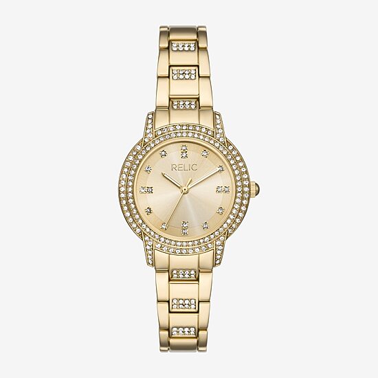 Relic By Fossil Womens Gold Tone Bracelet Watch Zr34657