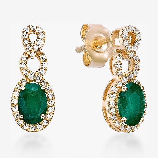 Womens 1/4 CT. T.W. Genuine Green Emerald 10K Gold Drop Earrings