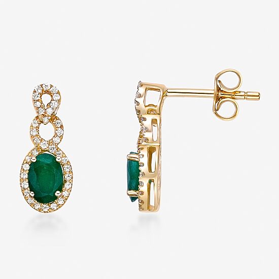 Womens 1/4 CT. T.W. Genuine Green Emerald 10K Gold Drop Earrings