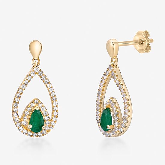 Womens 1/3 CT. T.W. Genuine Green Emerald 10K Gold Drop Earrings