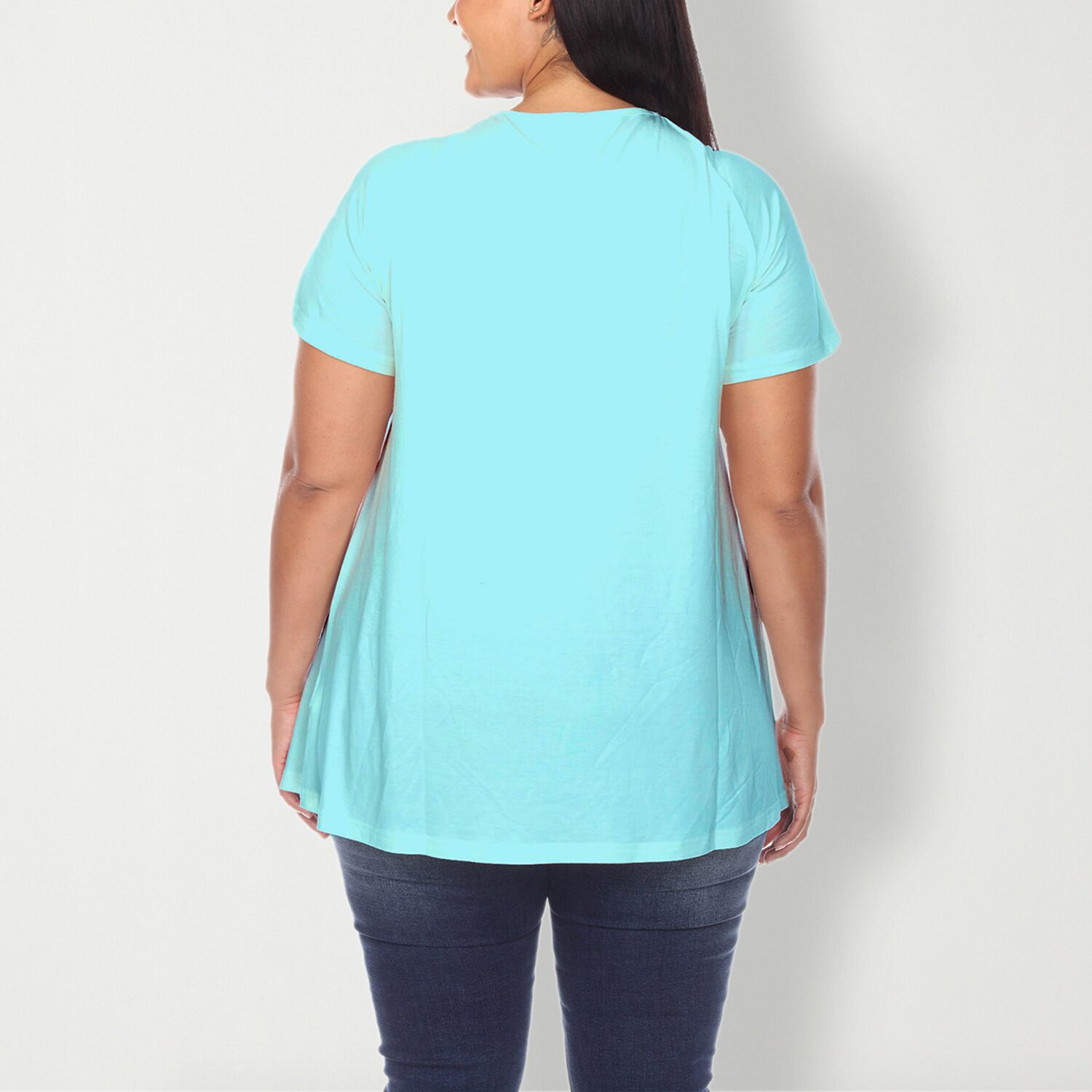 White Mark Plus Womens Round Neck Short Sleeve Tunic Top