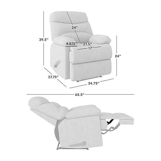 ProLounger Smith Wall Hugger Recliner in Stain Resistant Microfiber with Ultra Padded Armrests