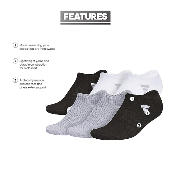 adidas Superlite Womens Multi-Pack 6 Pair Plus Tall No Show Socks