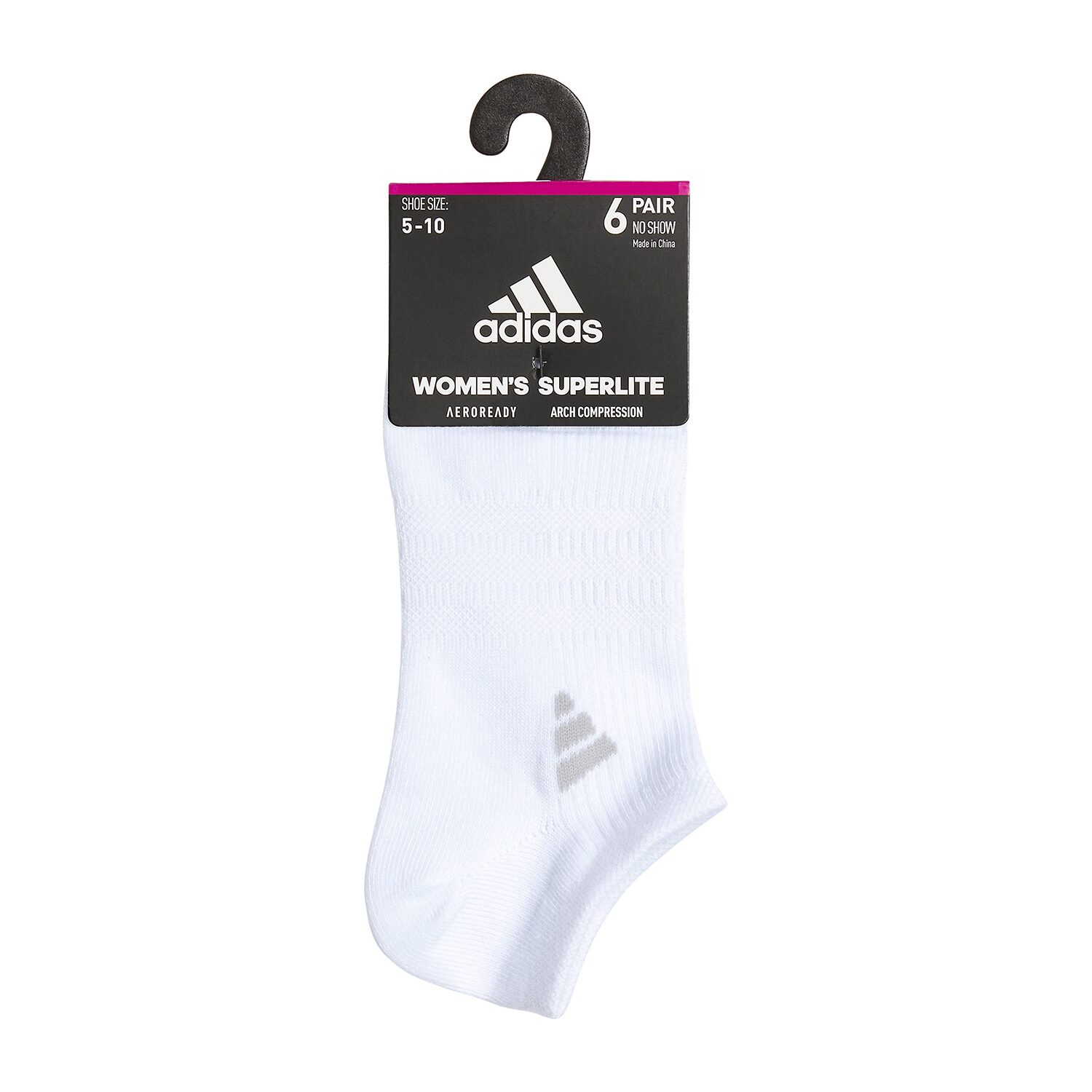 adidas Superlite Womens Multi-Pack 6 Pair Plus Tall No Show Socks