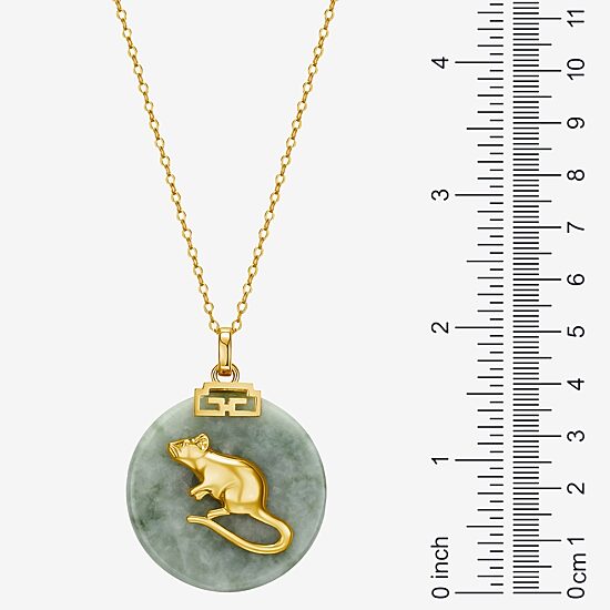 Rat Womens Genuine Green Jade 18K Gold Over Silver 18 Inch Pendant Necklace