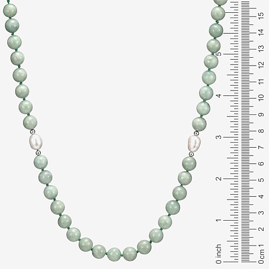 Womens Green Jade 18K Gold Over Silver 20 Inch Beaded Necklace
