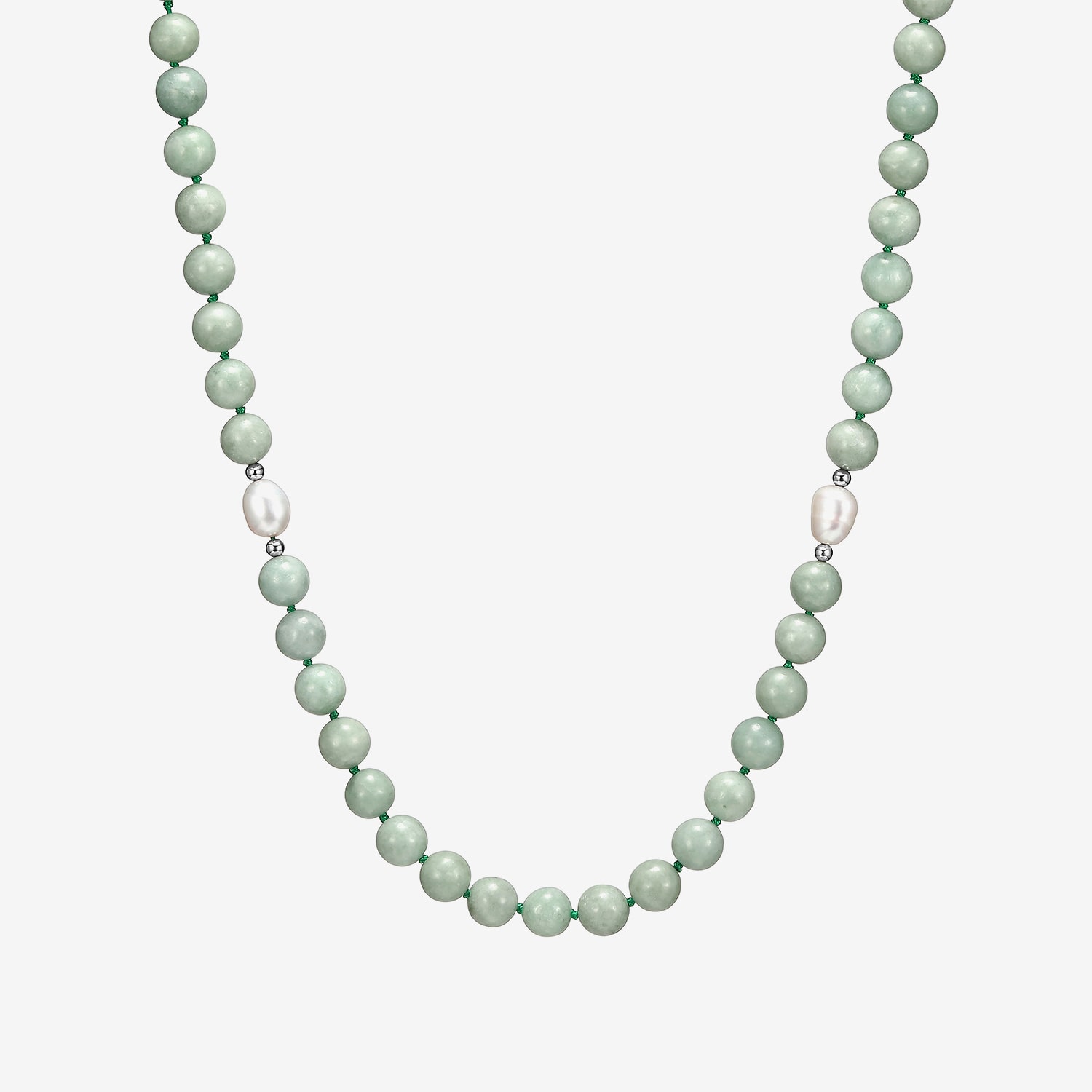 Womens Green Jade 18K Gold Over Silver 20 Inch Beaded Necklace