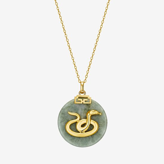 Snake Womens Genuine Green Jade 18K Gold Over Silver 18 Inch Pendant Necklace