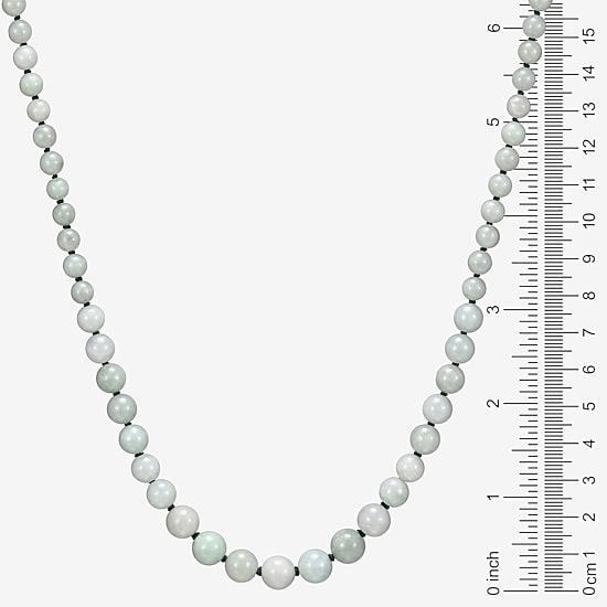Womens Green Jade Sterling Silver 18 Inch Beaded Necklace