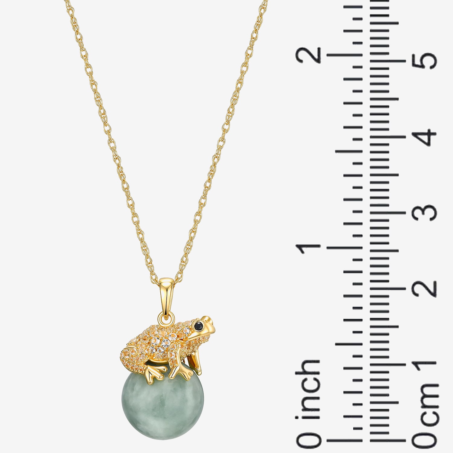 Frog Womens Genuine Green Jade 18K Gold Over Silver 18 Inch Pendant Necklace