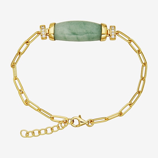 Womens 18K Gold Over Silver 7.25 Inch Solid Cable Chain Bracelet