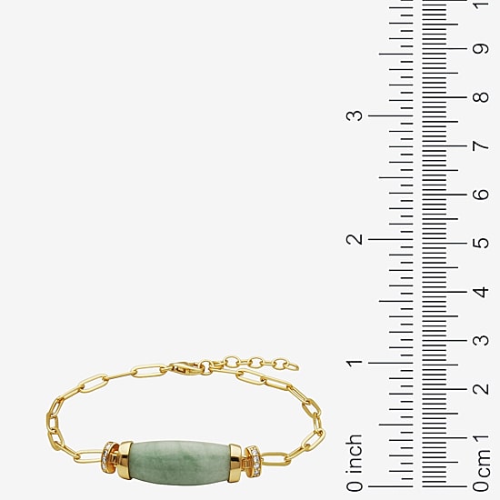 Womens 18K Gold Over Silver 7.25 Inch Solid Cable Chain Bracelet
