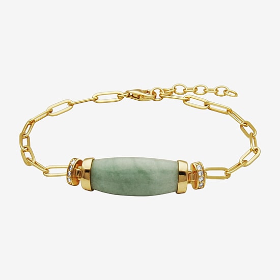 Womens 18K Gold Over Silver 7.25 Inch Solid Cable Chain Bracelet